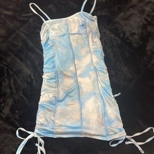 Ruched drawstring knot tie dye bodycon dress. SHEIN. MEDIUM. NEVER WORN.
